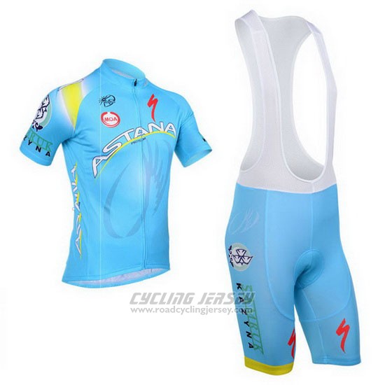 2013 Cycling Jersey Astana Sky Blue Short Sleeve and Bib Short